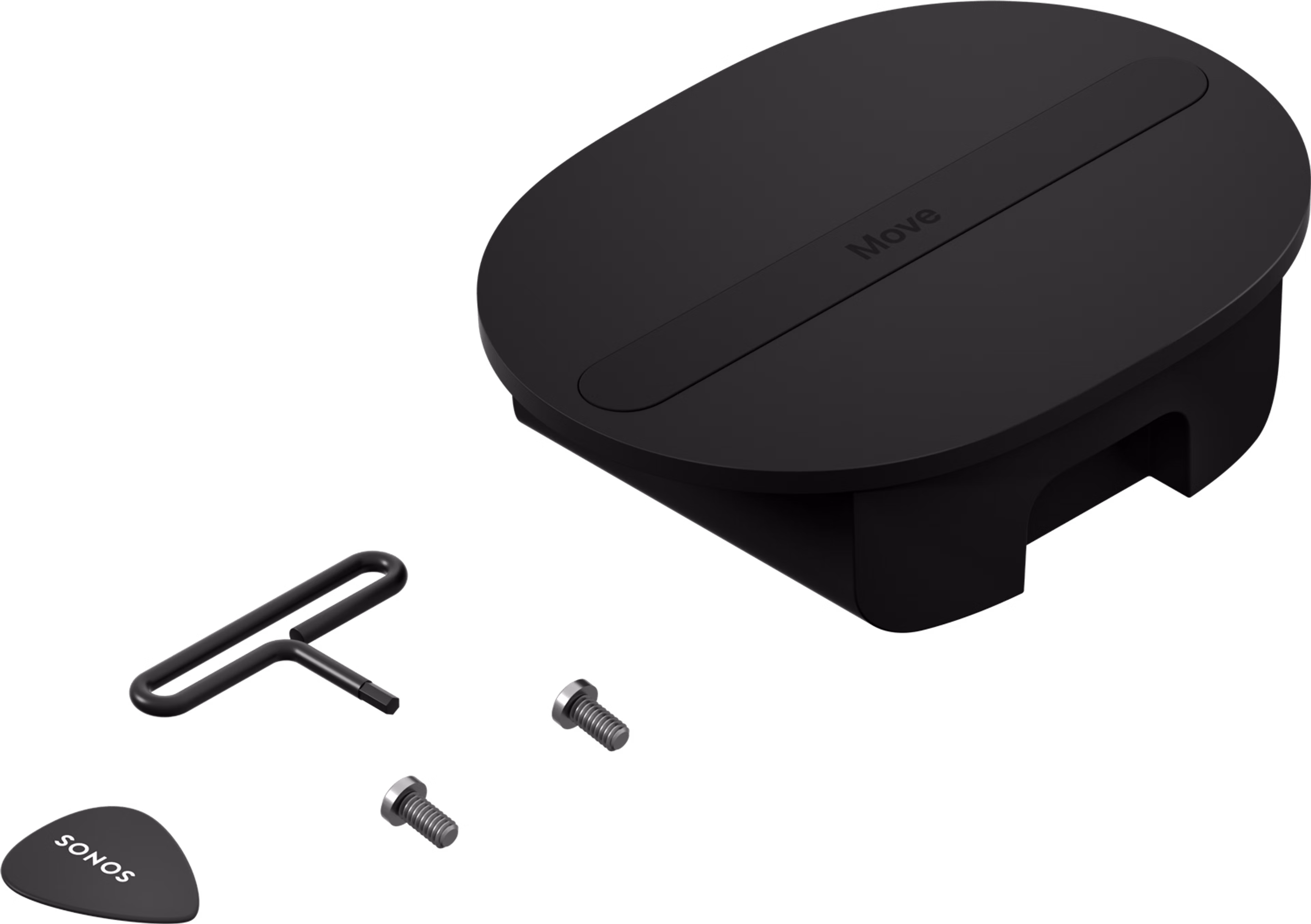 Imagen del kit de batería de reemplazo para Sonos Move 2 en negro con la llave Allen y los tornillos de montaje incluidos