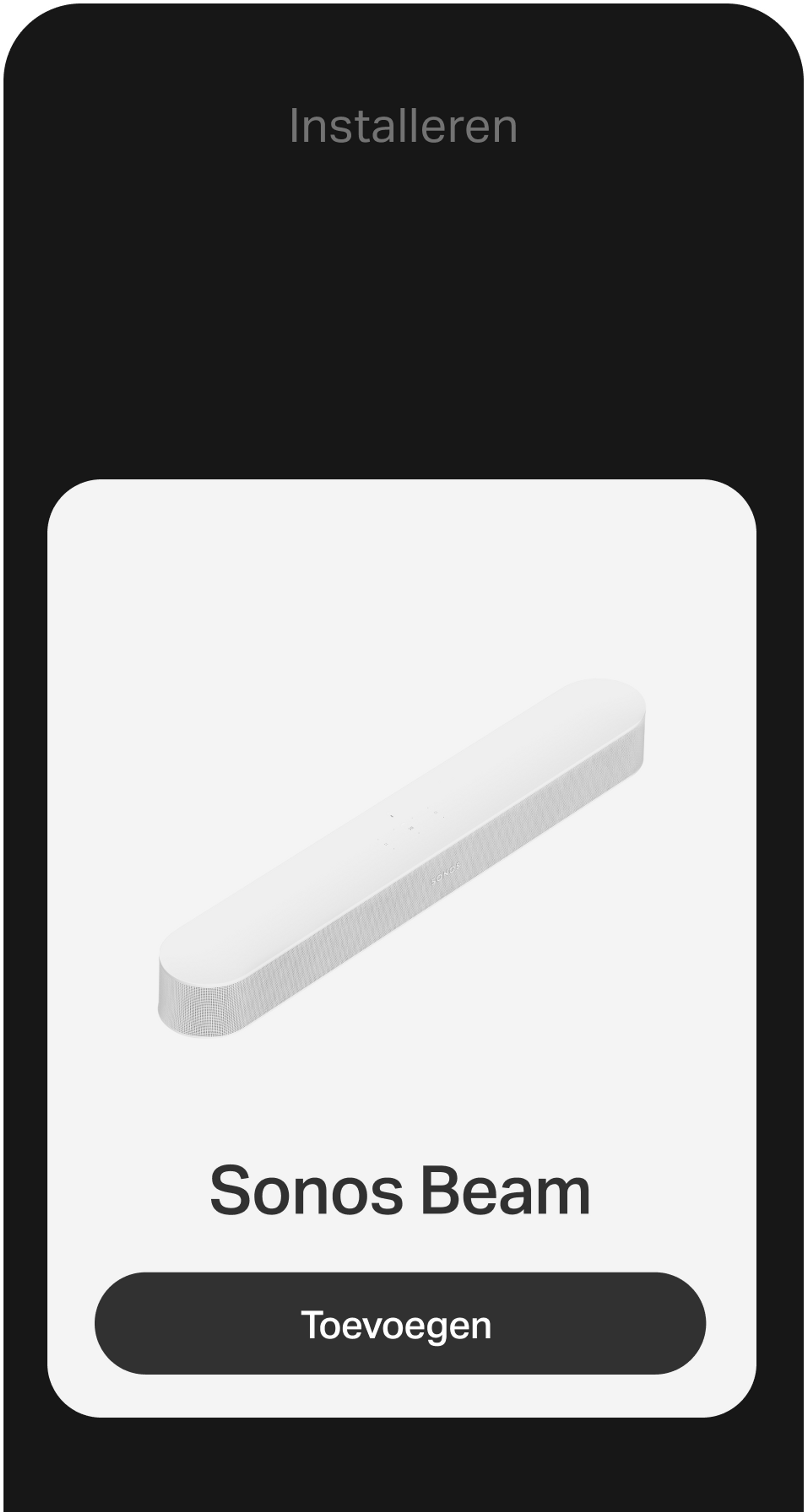 Smartphone die installatie via Sonos-app laat zien