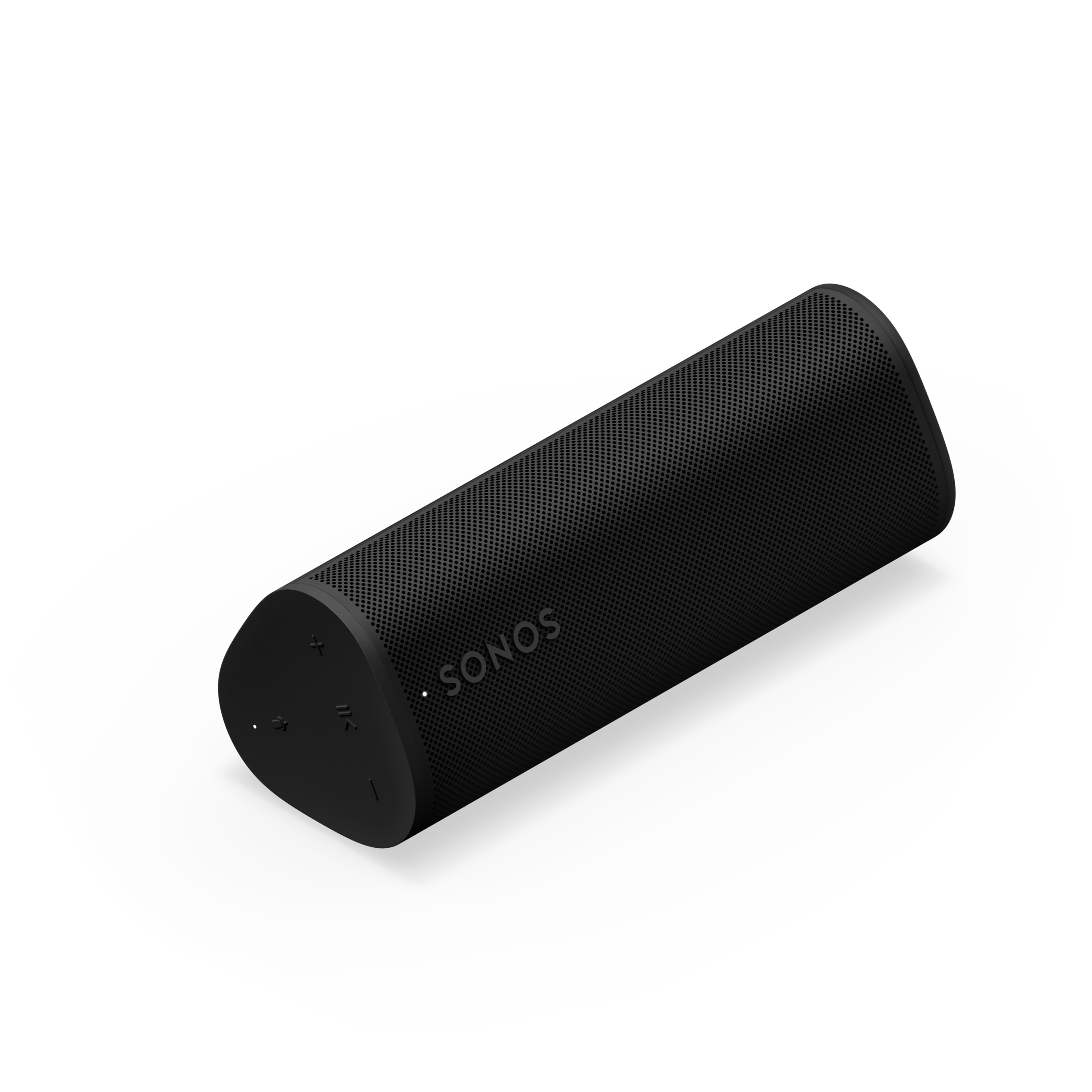 Sonos Roam 2 w kolorze czarnym w pozycji poziomej, pod kątem