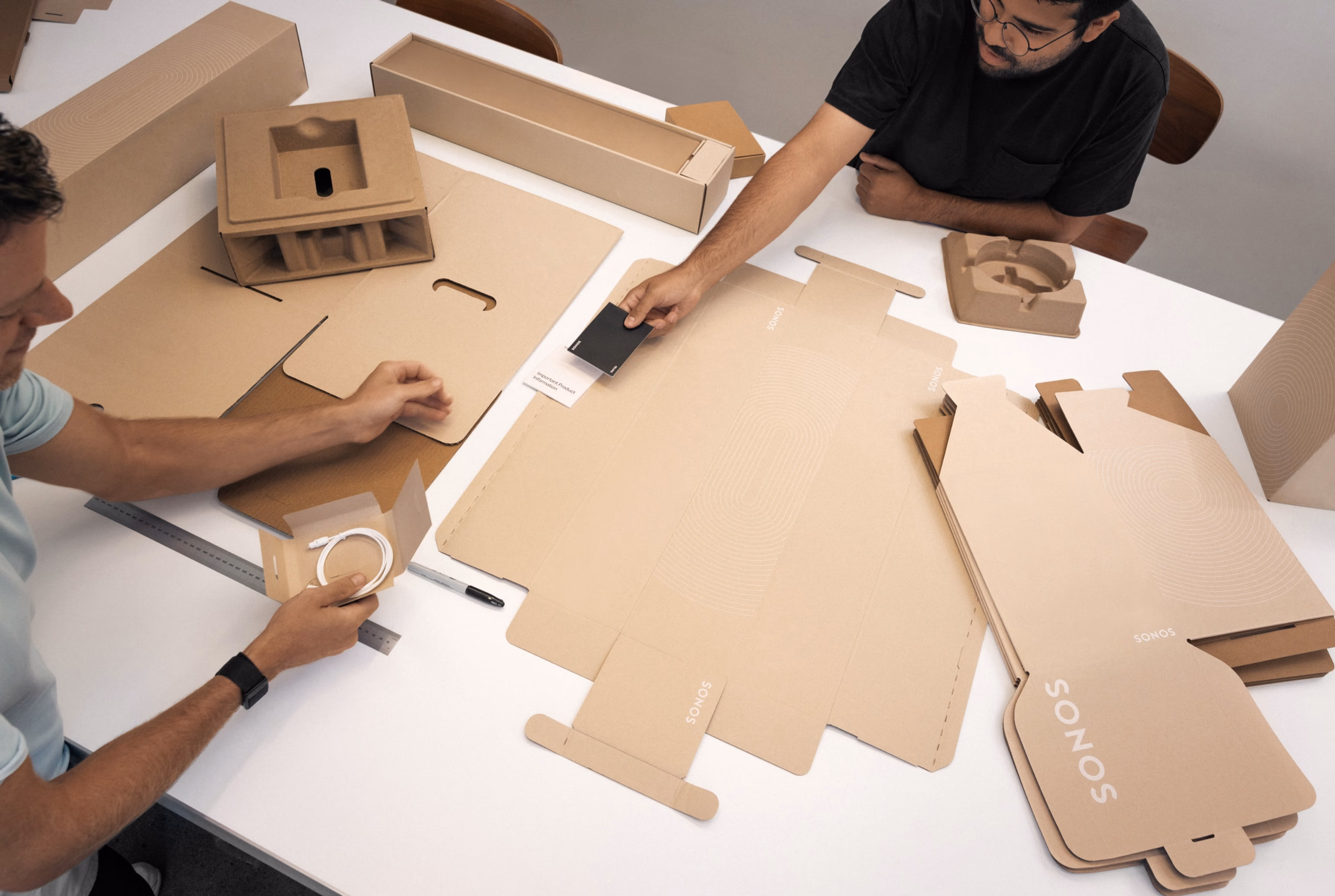 Sonos team sustainable product packaging