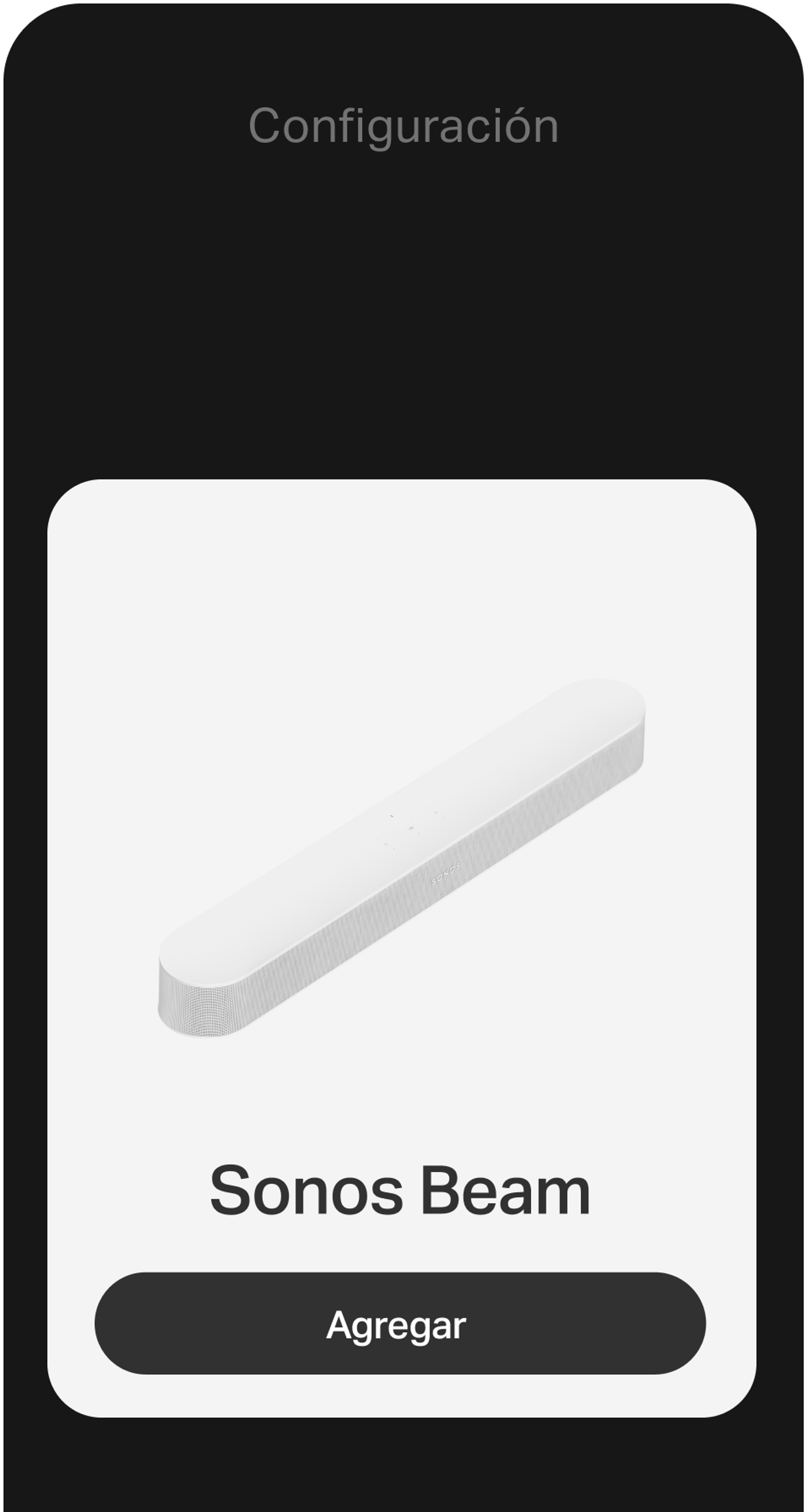 Un smartphone que muestra la configuración usando la app Sonos