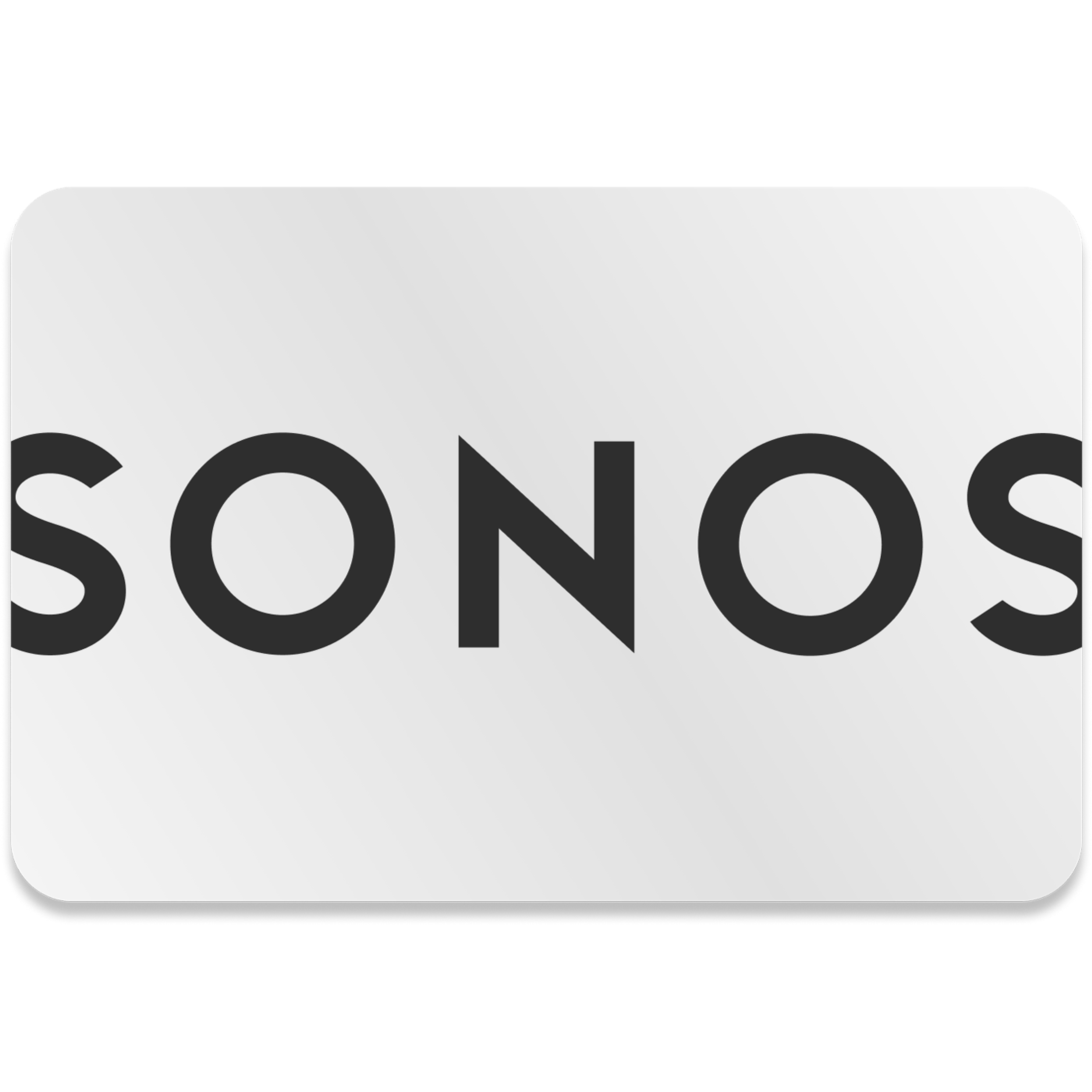 Tarjeta de regalo Sonos en blanco con texto en negro