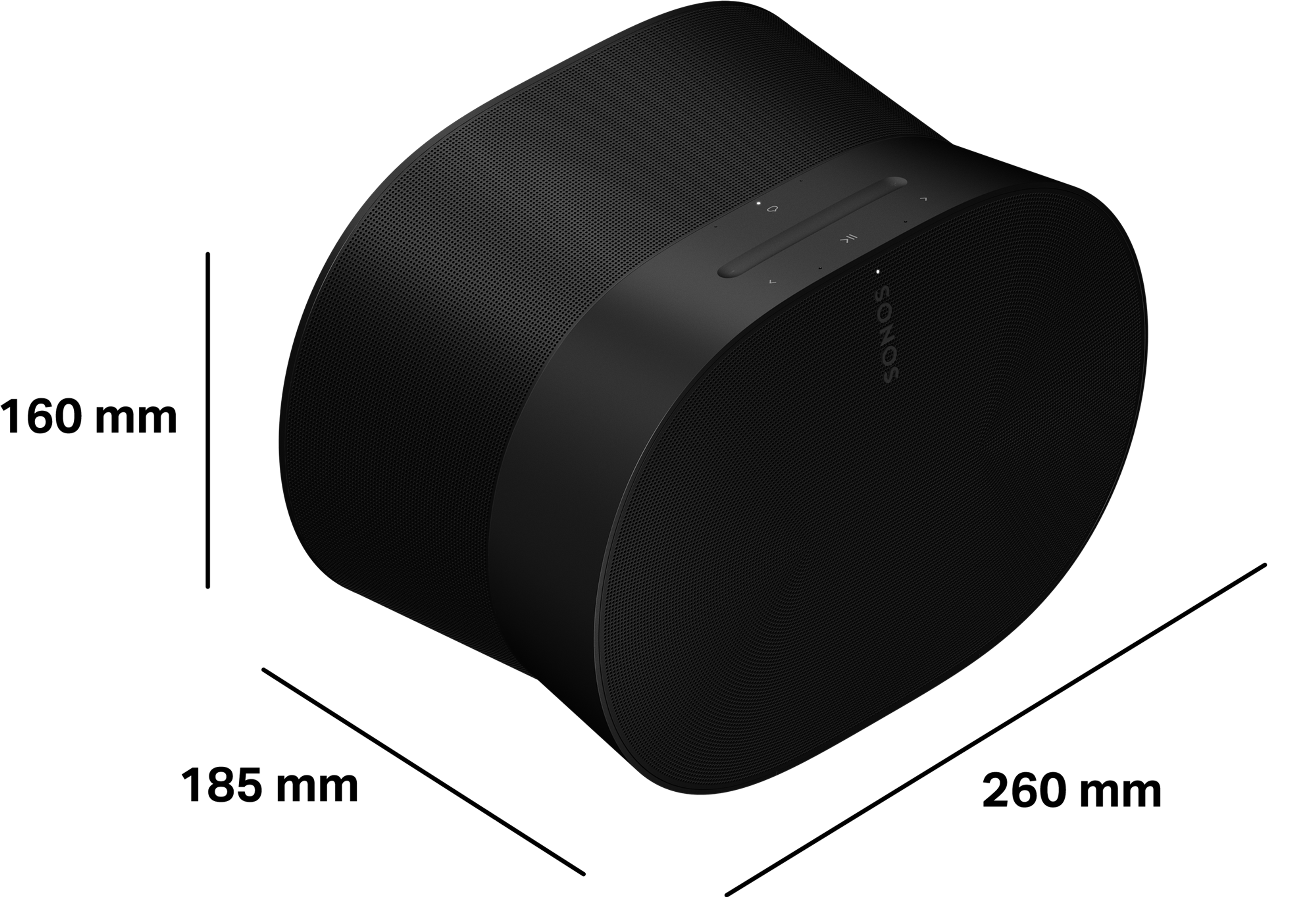 Era 300 dimensjoner, 160 mm høy, 260 mm bred, 185 mm dyp