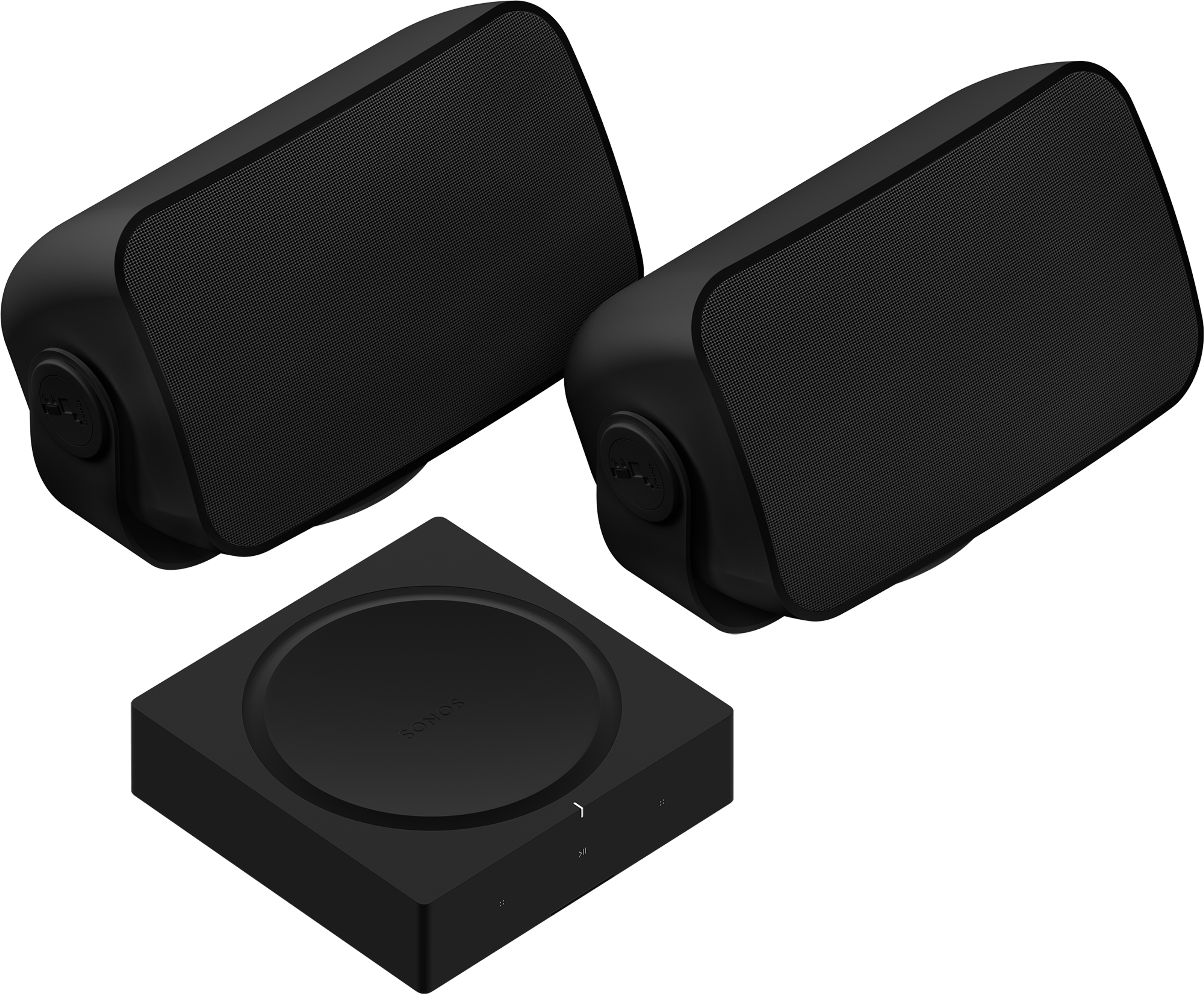 Amp with black Outdoor Speakers Set