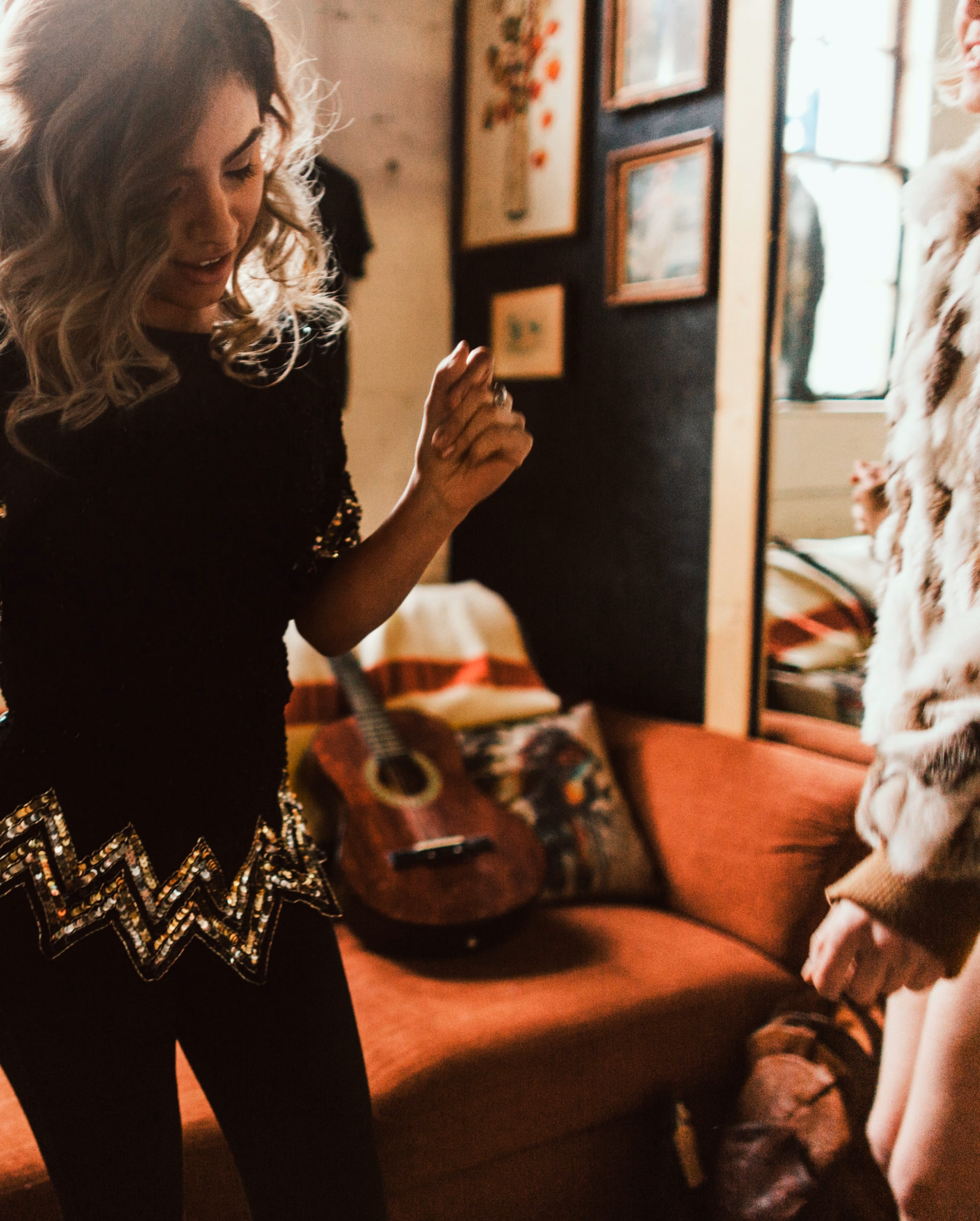 Woman dancing to music